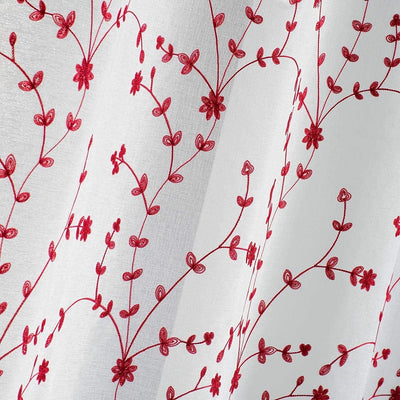 Firana okienna na przelotkach PETIT FLEUR, 140 x 240 cm, kolor biało-czerwony