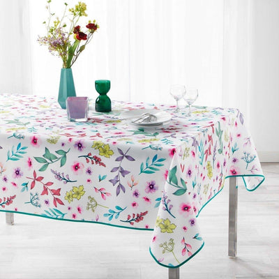 Obrus prostokątny na stół FRESHY WHITE, 150 x 240 cm, biały, motyw kwiatowy