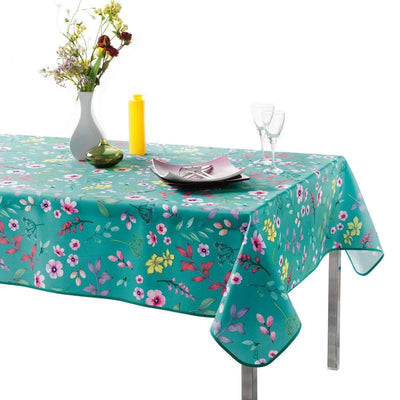 Obrus prostokątny na stół FRESHY MINT, 150x240 cm, miętowy, motyw kwiatowy
