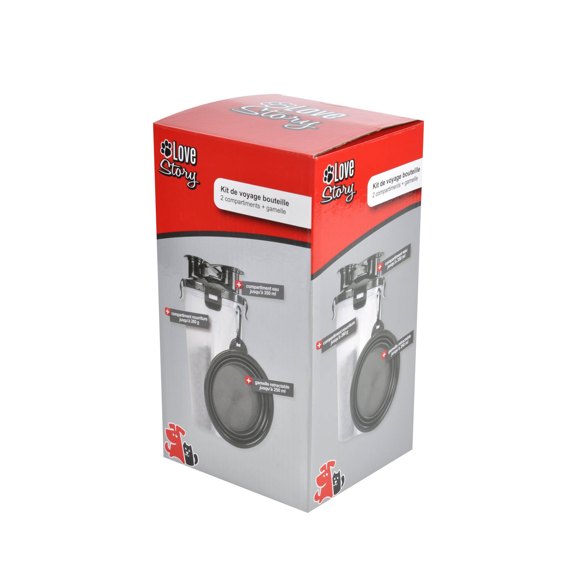 Zestaw podróżny dla psa i kota, butelka na wodę i karmę + składana miska