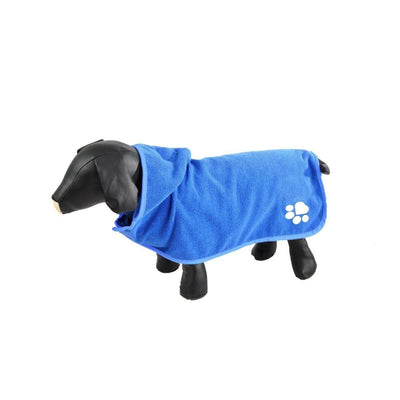 Ubranko dla psa z kapturem do kąpieli, mikrofibra, 35 cm, niebieskie