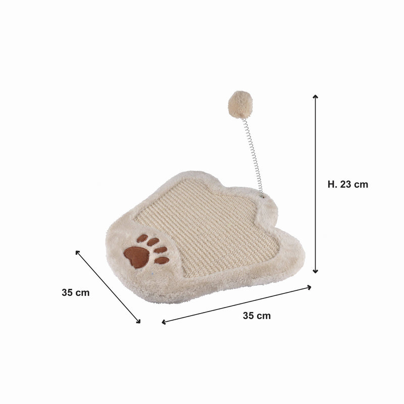 Drapak dla kota w kształcie łapki z pomponem, 35 x 35 x 23 cm