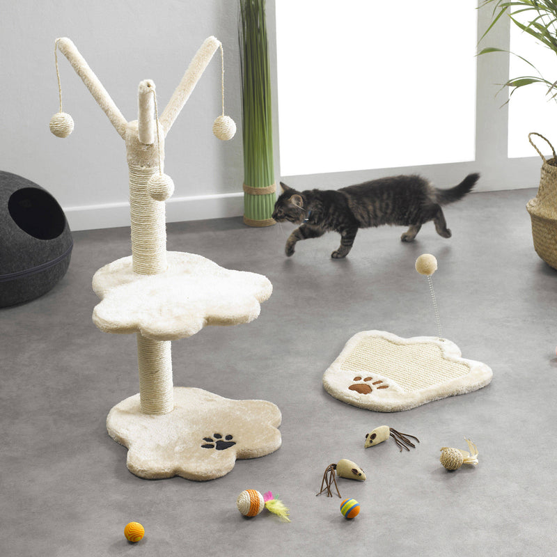 Duży drapak dla kota z platformą i zabawkami, sizal, 82 cm