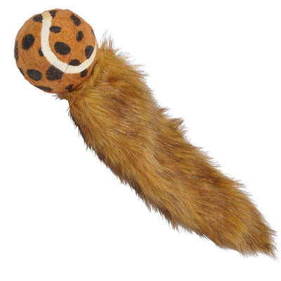 Zabawka PIłKA z pluszowym ogonem, z dżwiękiem, 30 cm, brązowa