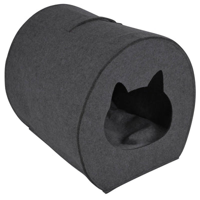 Domek dla kota z poduszką owalny FEUTRINE, 37 x 33 x 33 cm, antracytowy