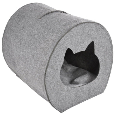 Domek dla kota z poduszką owalny FEUTRINE, 37 x 33 x 33 cm, jasnoszary