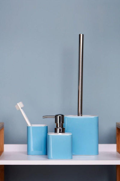 Szczotka do wc ze stojakiem ELMO, 39,5 cm, niebieska, WENKO