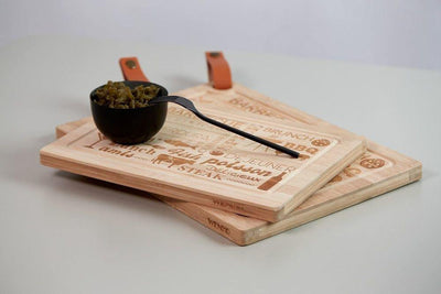 Deska do krojenia bambusowa z uchwytem L, 39,5 x 28 cm, Wenko