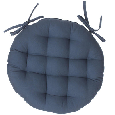 Pikowana poduszka na krzesło, okrągła, Ø 38 cm, granatowa
