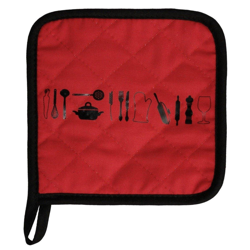 Podkładka pod gorące naczynia, 18 x 18 cm, bawełna, czerwono-czarna