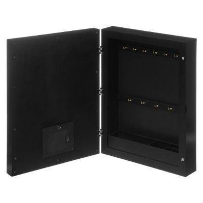 Szafka na biżuterię z podświetleniem LED i lustrem, 20 x 9,5 x 40 cm, czarna