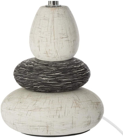 Lampa stołowa z abażurem, Ø 18 x 33 cm, biała z podstawą z kamieni