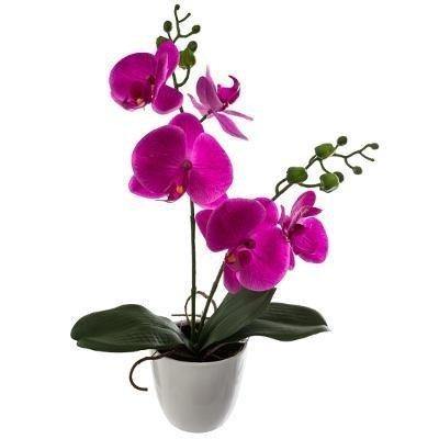 Sztuczna roślina w doniczce STORCZYK, 43 cm, fioletowa orchidea