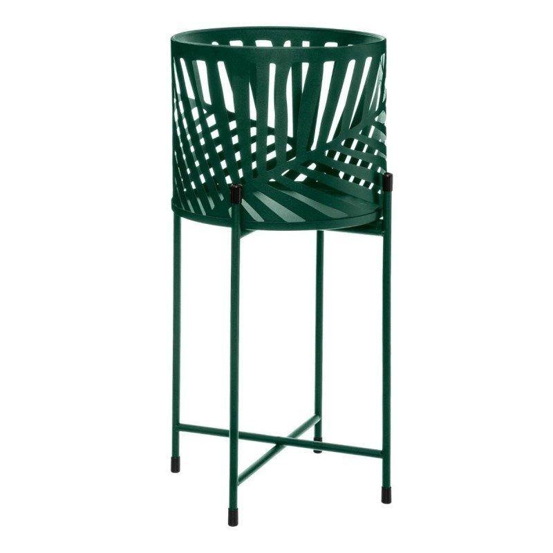 Donica na stojaku, Ø 22,5 + 27,5 cm, metalowa, 2 sztuki, kolor zielony