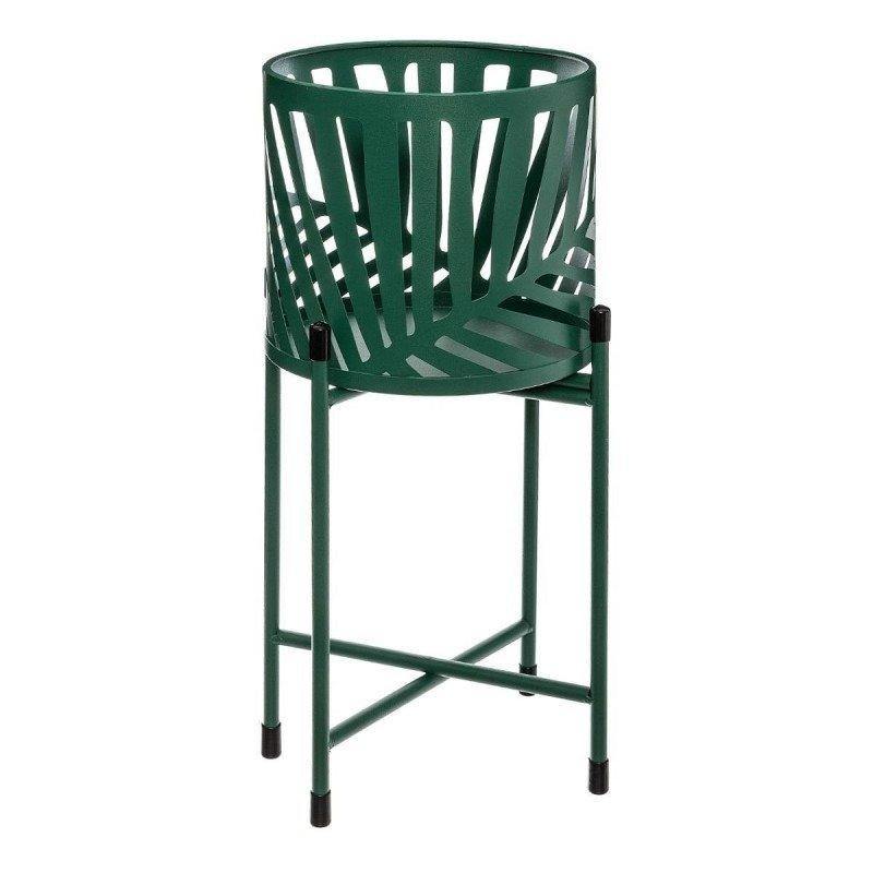 Donica na stojaku, Ø 22,5 + 27,5 cm, metalowa, 2 sztuki, kolor zielony