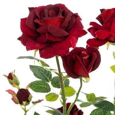 Sztuczna roślina w donicy KRZEW RÓŻY, 74 cm, czerwona