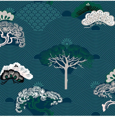 Komplet pościeli dwustronnej ATSUKO, 240 x 220 cm, niebieski z wzorem drzewa