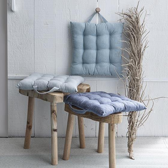 Poduszka na krzesło pikowana ESCALE, 40 x 40 cm, niebieska