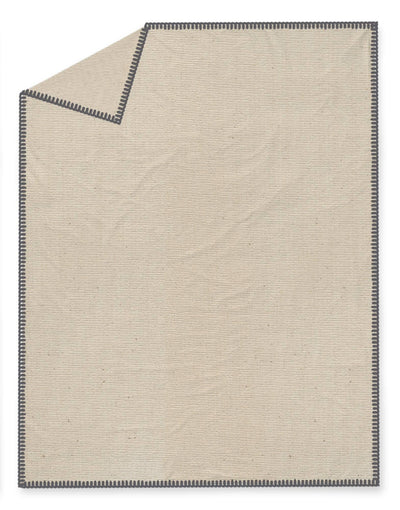 Narzuta na łóżko GYPSET, bawełna, 220 x 240 cm, beżowa z szarym obszyciem 
