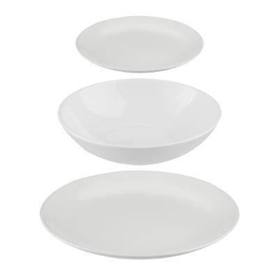 Zastawa stołowa z ceramiki, komplet 18 talerzy, kolor biały
