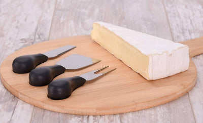 Deska do serwowania serów, bambusowa, 3 noże w zestawie