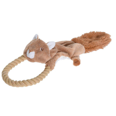 Zabawka dla psa WIEWIÓRKA, pluszowa, z beżowym sznurkiem
