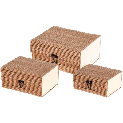 Zestaw 3 pudełek bambusowych z pokrywką, kolor brązowy
