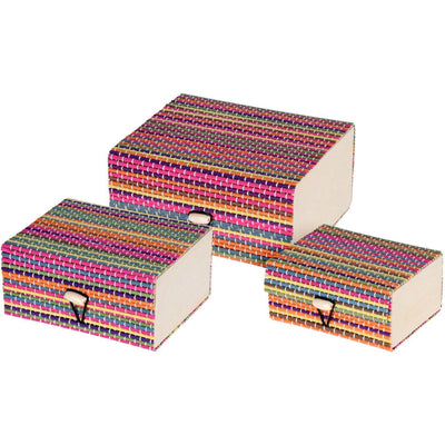 Zestaw 3 pudełek bambusowych z pokrywką, multicolor
