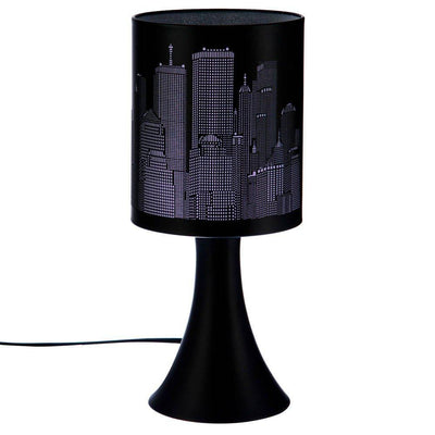 Dotykowa lampka nocna NYC, 28 cm, czarna z fioletowym światłem
