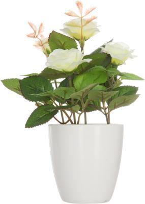 Sztuczny kwiat MINI RÓŻA, 18 cm, biała doniczka