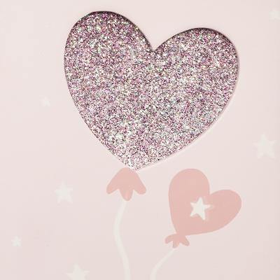 Ozdobna ramka na zdjęcia GLITTER, różowa z sercem