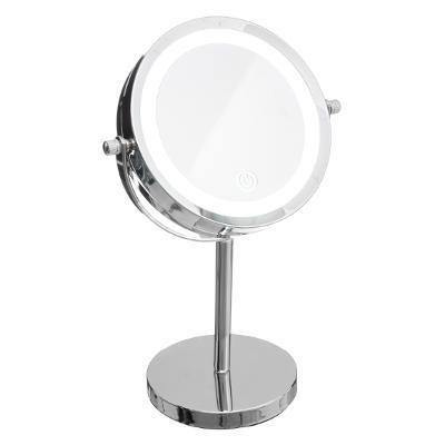 Podświetlane lusterko kosmetyczne LED, okrągłe, na metalowej podstawie