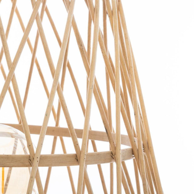 Lampa stołowa z ażurowym kloszem, bambusowa, 31 cm