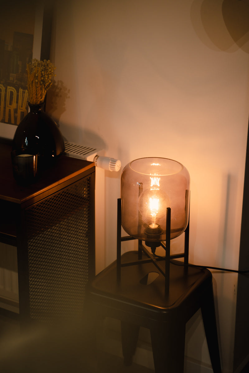 Lampa stołowa ROB ze szkła dymionego, 34 cm