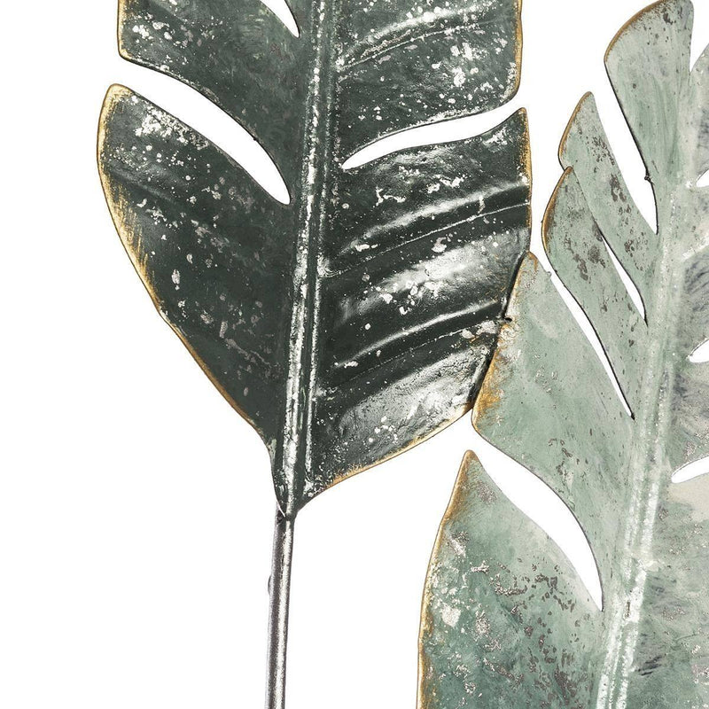 Dekoracja ścienna z metalu, motyw liści bananowca, 31 x 89 cm