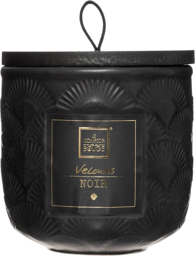 Świeca zapachowa w ceramice FLOWER, czarny welur, 190 g