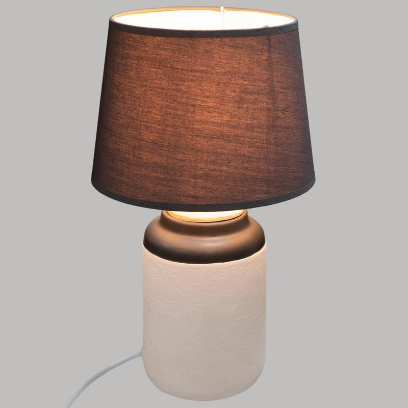 Lampka stołowa ceramiczna CATER, Ø 25 cm, z szarym kloszem