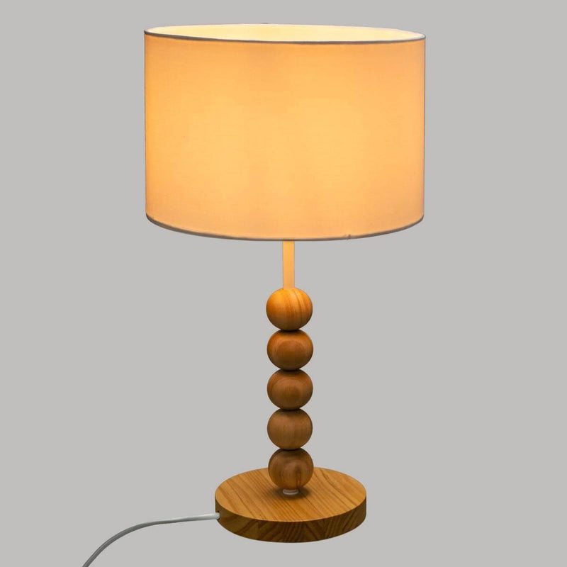 Lampka stołowa NINO z drewnianą podstawą, Ø 25 cm
