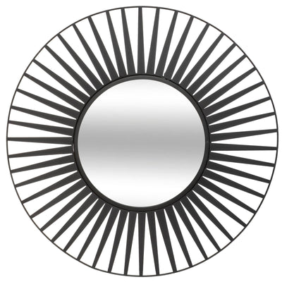 Lustro okrągłe SUN w czarnej ramie, Ø 50 cm