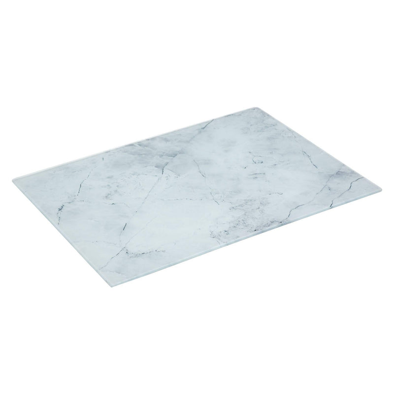Deska do krojenia, szklana z marmurowym wzorem, biała, 30 x 40 cm