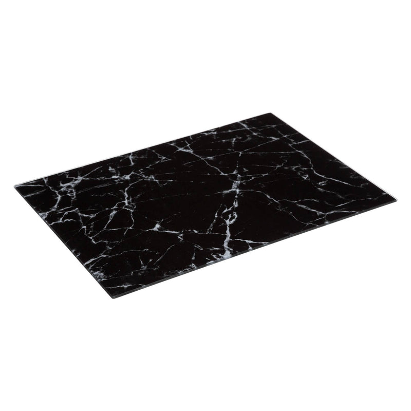 Deska do krojenia, szklana z marmurowym wzorem, czarna, 30 x 40 cm