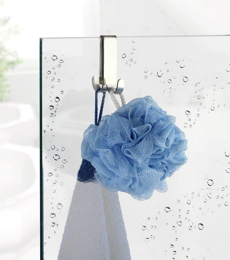 Zestaw dwóch haków na ręczniki VIESTE, podwójny uchwyt do mocowania na drzwiach kabiny prysznicowej - WENKO