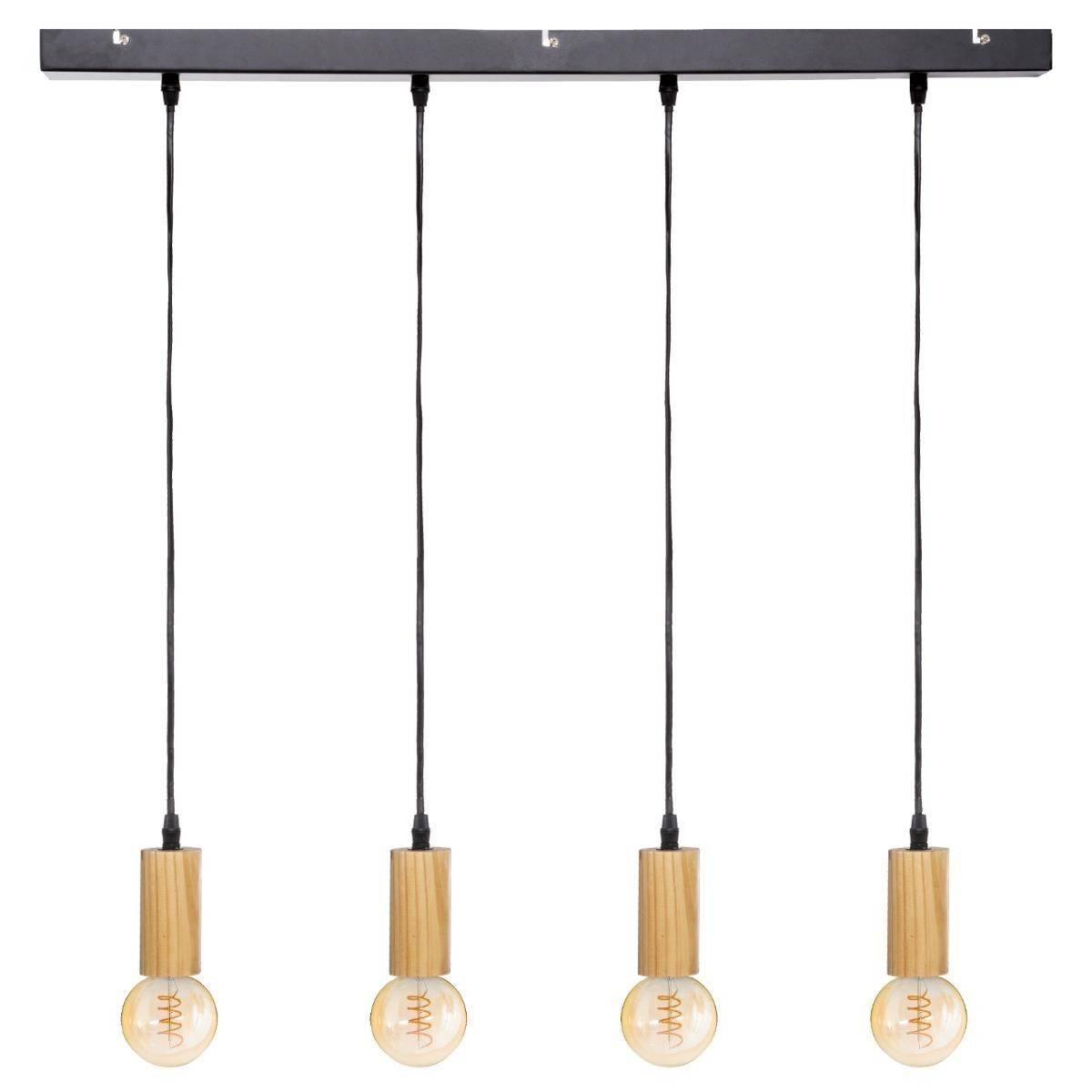 Lampa wisząca AYS, drewniana oprawa, 80 cm