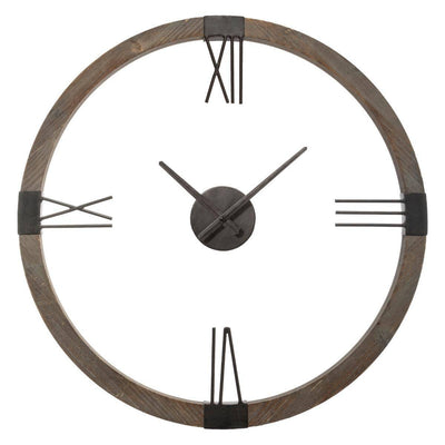 Zegar ścienny loft z drewnianą ramą, Ø 58 cm