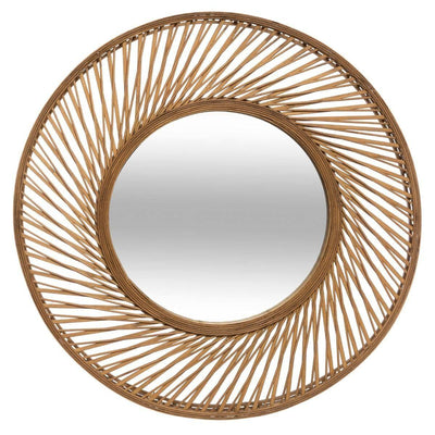 Okrągłe lustro w ramie z bambusa, Ø 72 cm