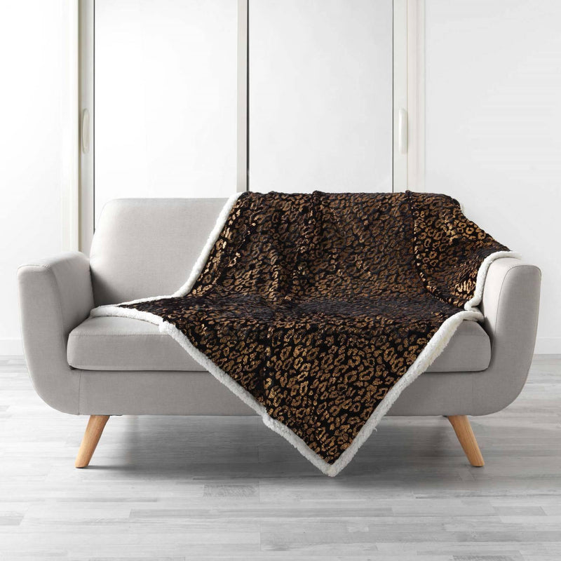 Narzuta na łóżko SAFARI, 125 x 150 cm, czarna w cętki