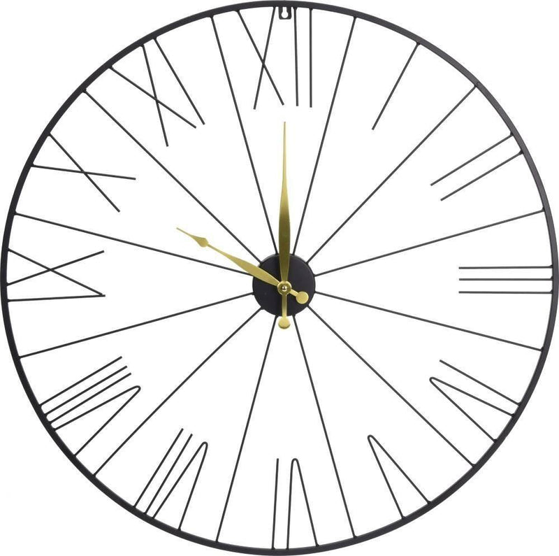 Zegar ścienny ze złotymi wskazówkami, Ø 70 cm, czarny