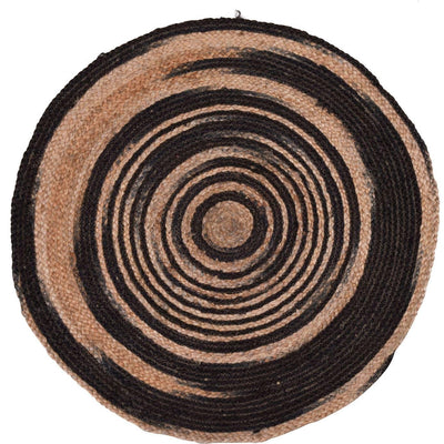 Dywan z juty, Ø 90 cm, brązowo-czarny