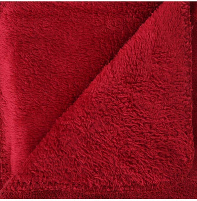Koc pluszowy na łóżko, 230 x 180 cm, czerwony