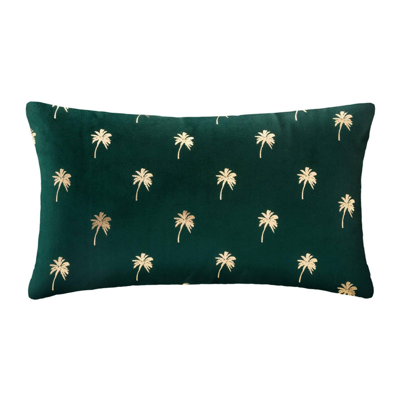 Poduszka dekoracyjna, 30 x 50 cm, zielona w palmy